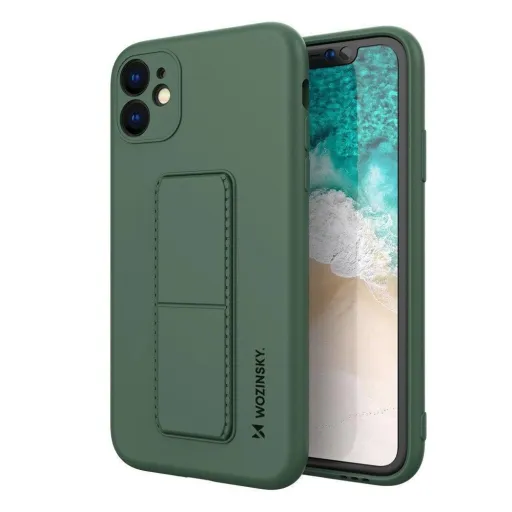 Wozinsky Kickstand Case szilikon tok állvánnyal iPhone 12 Pro Max sötétzöld tok