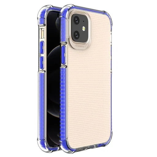 Spring Armor átlátszó TPU gél masszív védőtok színes kerettel iPhone 12 Minihez kék