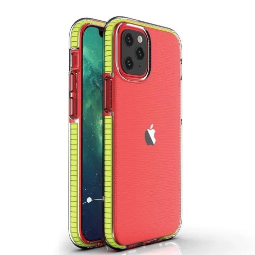 Spring Case áttetsző TPU gél védőtok színes kerettel iPhone 13 mini-hez sárga