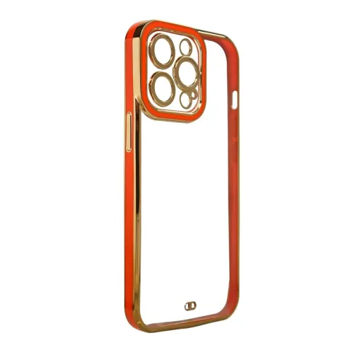 Fashion Case iPhone 13 Pro tok arany keret gél borítás, piros