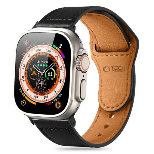 Tech-Protect Naturalfit szíj Apple Watch 4 / 5 / 6 / 7 / 8 / 9 / SE / Ultra 1 / 2 (42 / 44 / 45 / 49 mm) - Fekete