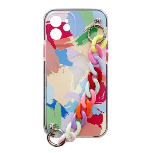 Color Chain Case gél rugalmas elasztikus tok láncos medállal iPhone 13 mini számára többszínű (4)