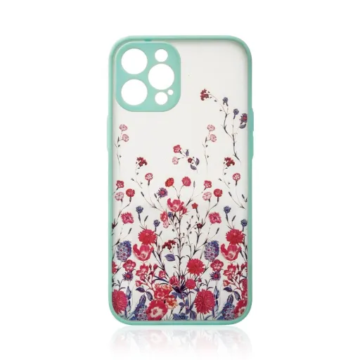 Design Case iPhone 12 Pro virág mintás világoskék tok