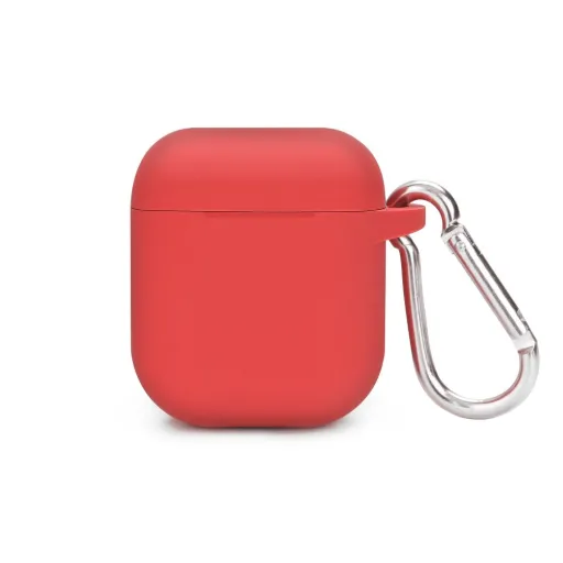 Szilikon Airpods 1/2 tok karabinerrel piros színben Szilikon Airpods 1/2 tok karabinerrel piros színben