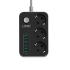 Hálózati elosztó 3x aljzat/ 6x USB porttal fekete (SE3631) LDNIO 3.4 antisztatikus 1.6m - 2. kép