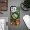 Bewood Egyedi MagSafe Víz Elem Fa és Gyanta Tok iPhone 15 Pro - Zöld és Fehér Tok - 1. kép