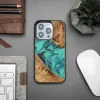 iPhone 15 Pro Bewood Unique Türkiz Fa és Gyanta Tok - Türkiz és Fekete - 0. kép