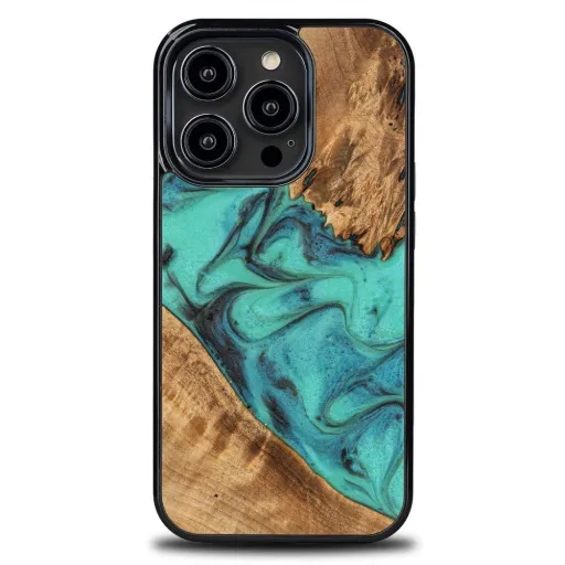 iPhone 15 Pro Bewood Unique Türkiz Fa és Gyanta Tok - Türkiz és Fekete iPhone 15 Pro Bewood Unique Türkiz Fa és Gyanta Tok - Türkiz és Fekete