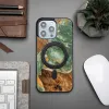 Bewood Unique MagSafe Víz Eleme Fa és Gyanta Tok iPhone 15 Pro Max készülékhez - Zöld és Fehér - 1. kép