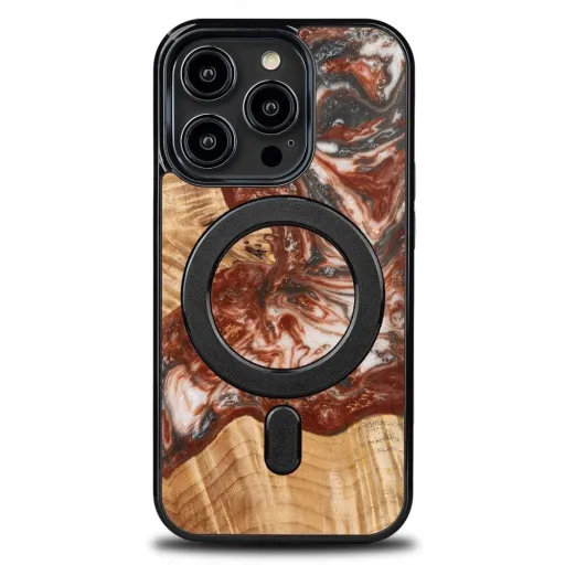 Bewood Unique MagSafe Wenus fa és műgyanta tok iPhone 15 Pro - Fekete és Piros Bewood Unique MagSafe Wenus fa és műgyanta tok iPhone 15 Pro - Fekete és Piros