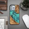 iPhone 15 Pro Max Bewood Unique türkiz fa és gyanta tok - Türkiz és fekete tok - 0. kép