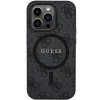 Guess 4G Kollekció Bőr Fém Logós MagSafe iPhone 14 Pro tok - Fekete - 1. kép