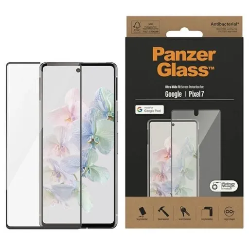 PanzerGlass Ultra-Wide Fit Antibakteriális Edzett Üveg Google Pixel 7 - fekete kerettel üvegfólia