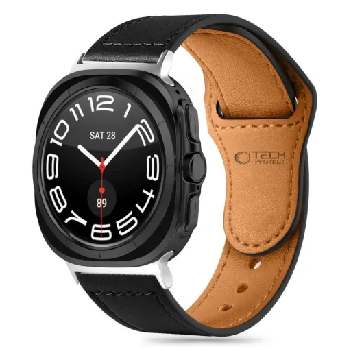 Tech-Protect Leatherfit szíj Samsung Galaxy Watch Ultra (47mm) - Fekete