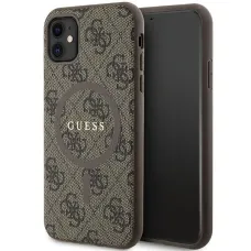 Original Case GUESS kemény tok 4G Collection Leather Metal Logo MagSafe GUHMN61G4GFRW iPhone 11 barna tok