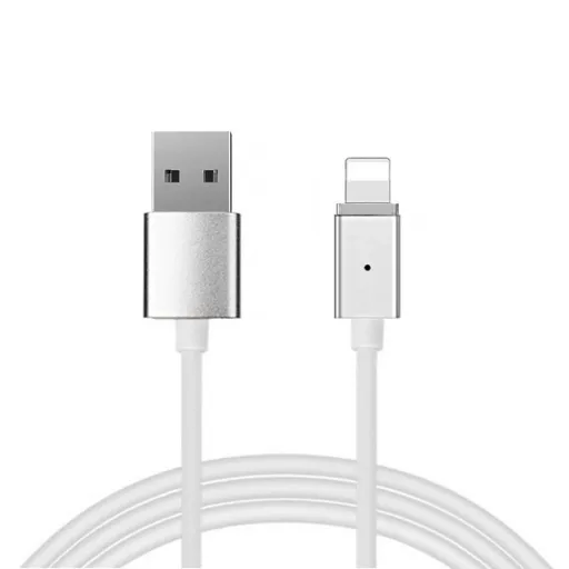 Mágneses kábel Type 1 - USB to Lightning - leválasztható csatlakozóval - Iphone 5/6/7/8/X 1 méter EZÜST (blister csomag)