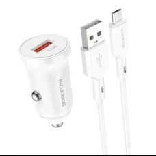 Borofone autós töltő BZ18 - USB - QC 3.0 18W USB-Micro USB kábellel fehér