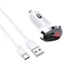 Borofone Autós töltő BZ15 Auspicious - 2xUSB - 2,4A USB Type C kábellel fehér - 0. kép