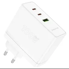 Borofone hálózati töltő BN11 Imperial - USB + 2xType C - QC 3.0 PD 100W fehér