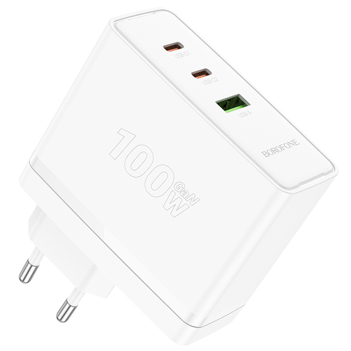Borofone hálózati töltő BN11 Imperial - USB + 2xType C - QC 3.0 PD 100W fehér