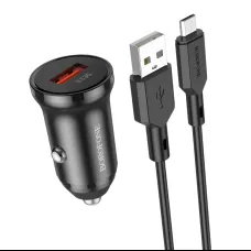 Borofone autós töltő BZ18 - USB - QC 3.0 18W USB-Micro USB kábellel fekete