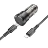 Borofone autós töltő BZ24 Clever - Type C - QC 3.0 PD 20W, Type C a Lightning kábel fekete - 1. kép