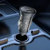 Borofone Autós töltő BZ26B Discovery - 2xType C - PD 45W 3A Type C to Type C kábellel áttetsző-kék - 1. kép