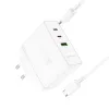 Borofone hálózati töltő BN11 Imperial - USB + 2xType C - QC 3.0 PD 100W Type C - Type C kábellel fehér - 0. kép