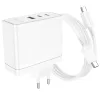 Borofone hálózati töltő BN11 Imperial - USB + 2xType C - QC 3.0 PD 100W Type C - Type C kábellel fehér - 3. kép