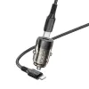 Borofone Autós töltő BZ29 Ray - Type C - PD 30W 3A Type C - Lightning átlátszó-fekete - 0. kép
