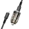 Borofone Autós töltő BZ29 Ray - Type C - PD 30W 3A Type C - Lightning átlátszó-fekete - 1. kép