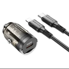 Borofone Autós töltő BZ29 Ray - Type C - PD 30W 3A Type C - Lightning átlátszó-fekete