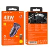 Borofone autós töltő BZ26A Shadow - USB + Type C - PD 43W 3A Type C - Lightning kábellel áttetsző-lila - 2. kép