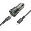 Borofone Autós töltő BZ25 Journey - USB + Type C - PD 38W 3A Type C-ről Lightning-re kábellel fekete - 1. kép
