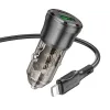 Borofone Autós töltő BZ25 Journey - USB + Type C - PD 38W 3A Type C-ről Lightning-re kábellel fekete - 2. kép