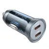 Borofone autós töltő BZ26B Discovery - 2xType C - PD 45W 3A átlátszó-kék - 0. kép