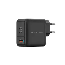 Amazing Thing fali töltő Thunder Pro GaN EUTH66W - USB + 2xType C - PD 66W fekete