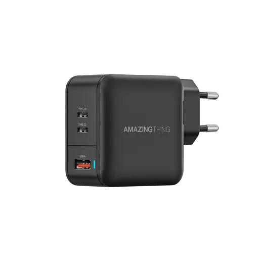 Amazing Thing fali töltő Thunder Pro GaN EUTH66W - USB + 2xType C - PD 66W fekete