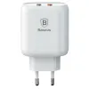 Baseus Bojure hálózati töltő adapter 2xUSB 3A 3.0 QC 3.0 23W fehér - 0. kép