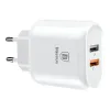 Baseus Bojure hálózati töltő adapter 2xUSB 3A 3.0 QC 3.0 23W fehér - 1. kép