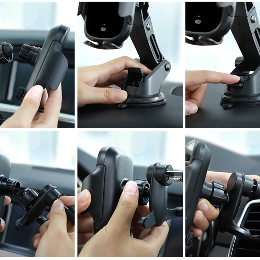 Baseus Smart elektromos autós telefontartó és Qi vezeték nélküli töltő fekete (WXHW03-01) - 11