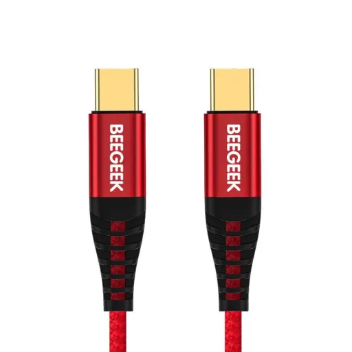 BeeGeek SCAP42-1M USB-C/USB-C (Type-c) 1m piros-fekete töltő kábel