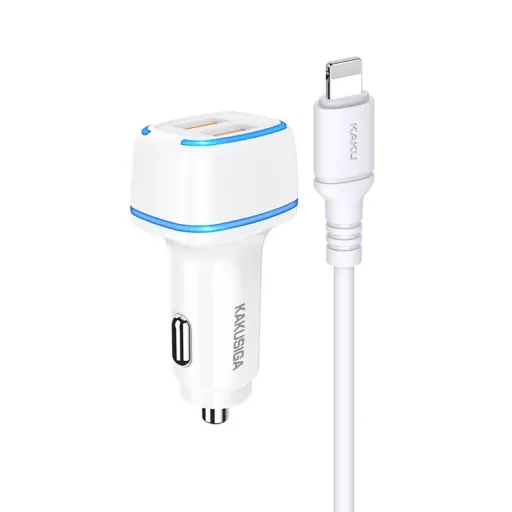 KAKU Autós Töltő KSC-528 Shengyu - 2xUSB - 2,8A USB-ről Lightning fehér