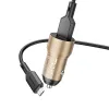 Borofone autós töltő BZ19A Wisdom - USB - QC 3.0 18W USB - Micro USB kábellel, arany - 0. kép