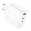 Borofone fali töltő BN12 Manager - USB + 2xType-C - PD 65W 3A fehér - 0. kép