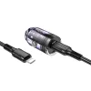 Borofone autós töltő BZ29 Ray - Type C - PD 30W 3A Type C to Lightning átlátszó-lila - 0. kép