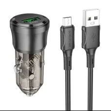 Borofone autós töltő BZ23 Noble - USB - QC 3.0 PD 18W USB-micro USB fekete