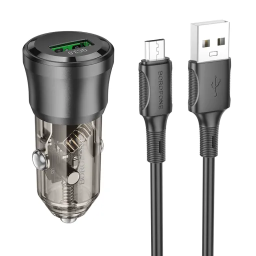 Borofone autós töltő BZ23 Noble - USB - QC 3.0 PD 18W USB-micro USB fekete