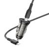 Borofone Autós töltő BZ26B Discovery - 2xType C - PD 45W 3A Type C - Lightning kábellel átlátszó-fekete - 0. kép