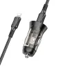 Borofone Autós töltő BZ26B Discovery - 2xType C - PD 45W 3A Type C - Lightning kábellel átlátszó-fekete - 1. kép